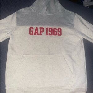 GAP Two-Tone Gray Hoodie with Red 'GAP 1969' Logo